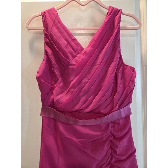 Pink Womens Dress Size Medium Pleated Ruffled Bottom Back Zipper - Picture 4 of 5